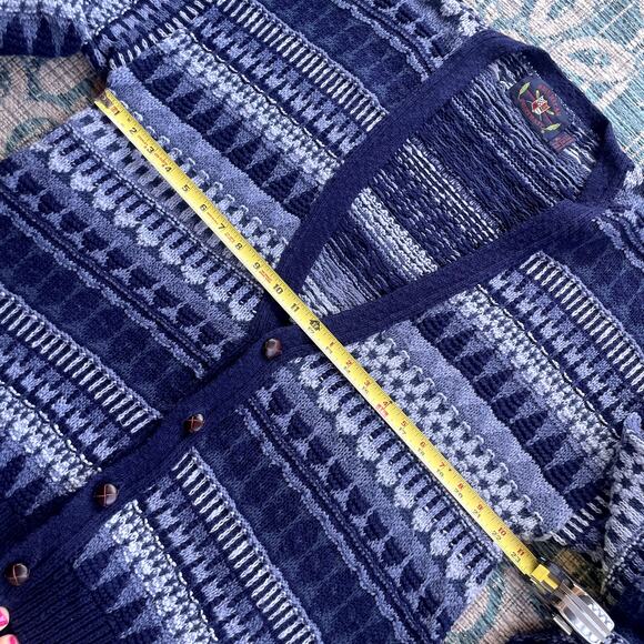 American Portrait Grandpa Cardigan Men's Sweater Blue Made in USA 90s - Size‎ XL - Picture 5 of 5